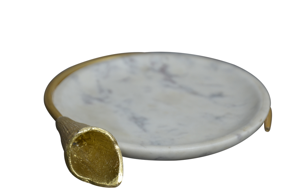 Marble and Gold Flower Decorative Bowl